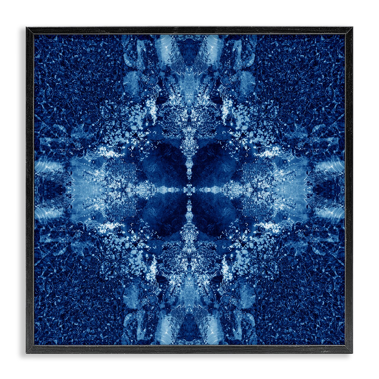 Stupell Industries Blue Detailed Symmetry Framed Giclee Wall Art Design by El Perkin